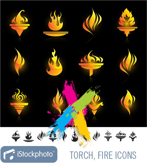 Torch, Fire Icons EPS