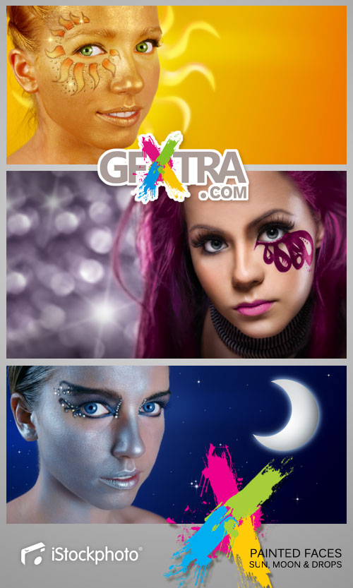 iStockPhoto - Painted Faces - Sun, Moon & Drops