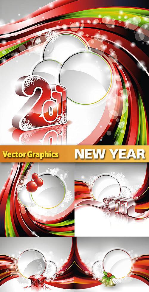 New Year 2011 Backgrounds, 5xEPS