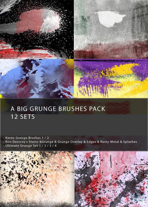 Grunge Brushes Pack - 12 Sets
