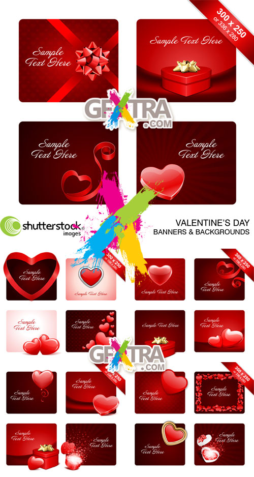 Valentine's Day Banners & Backgrounds 5xEPS - Shutterstock