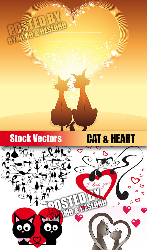 Stock Vectors - Cat & heart