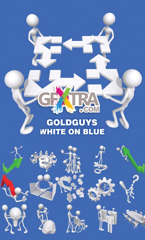 GoldGuys White on Blue - Scott Maxwell / LuMaxArt