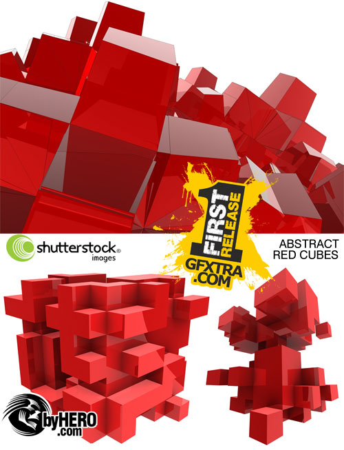 Abstract Red Cubes, 3 UHQ Renders - Shutterstock