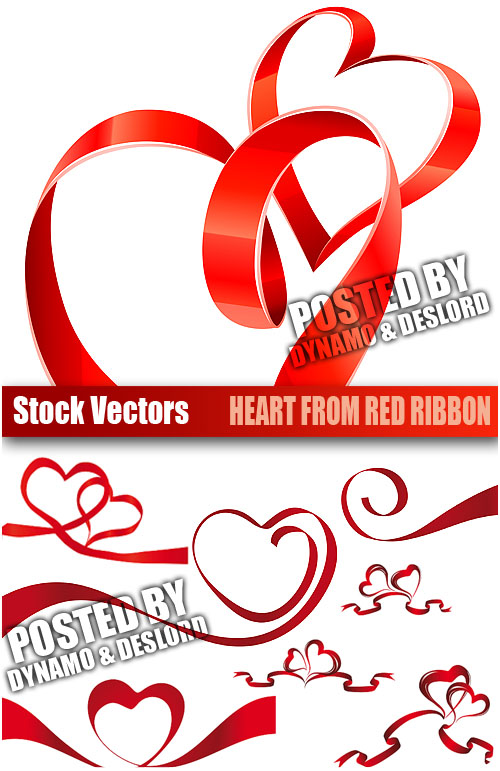 Stock Vectors - Heart from red ribbon