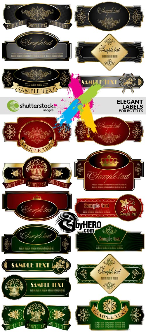 Shutterstock - Elegant Labels for Bottles 3xEPS