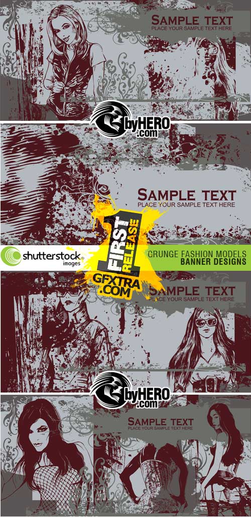 Shutterstock - Grunge Fashion Models Banner Designs 4xEPS