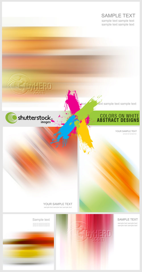 Shutterstock - Colors on White Abstract Designs 5xJPGs BYHERO.COM!