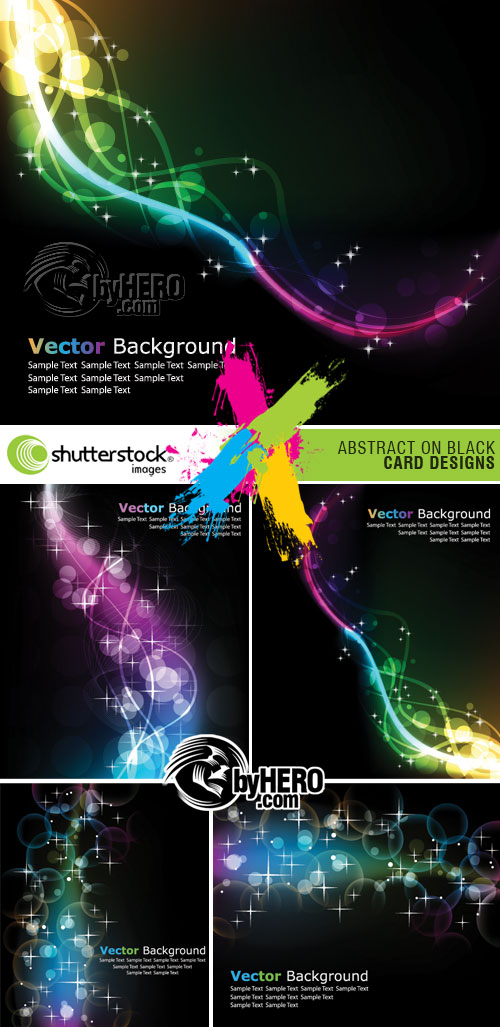 Shutterstock - Vector Abstracts On Black Background 5xEPS