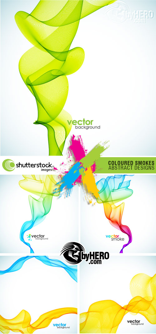 Shutterstock - Coloured Smokes Abstract Designs 5xEPS