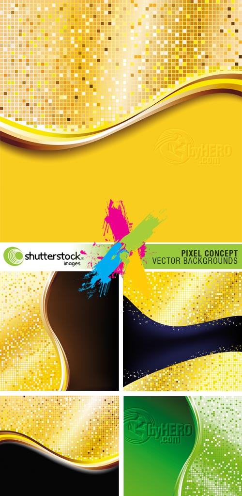 Shutterstock - Pixel Concept Background Designs 5xEPS