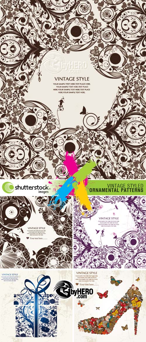 Shutterstock -  Vintage Styled Ornamental Patterns 5xEPS