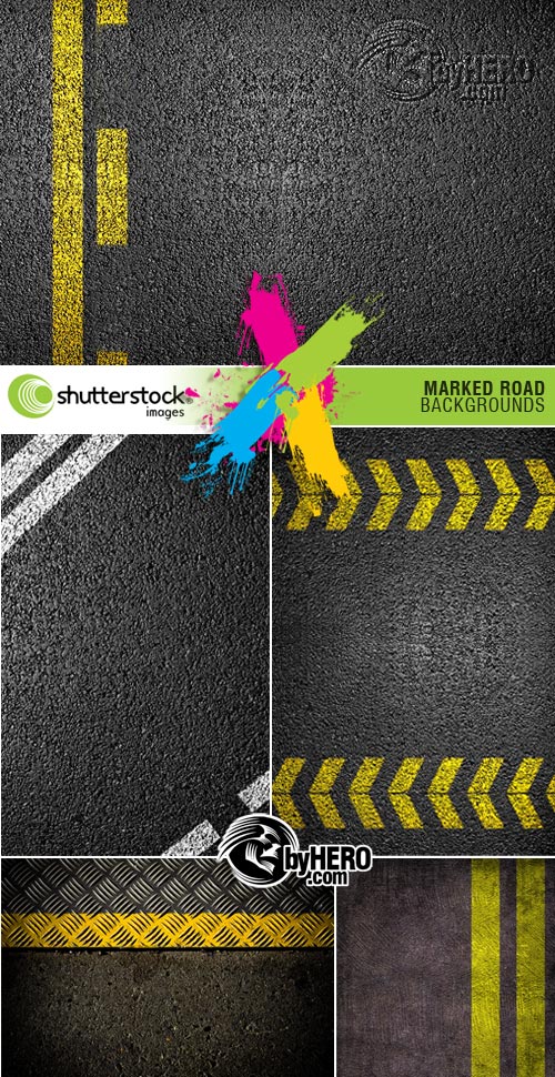 Shutterstock - Marked Road Backgrounds 6xJPGs