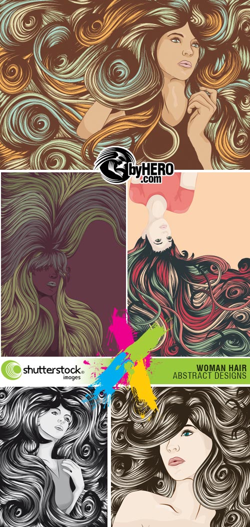 Woman Hair Abstract Designs 5xEPS - Shutterstock