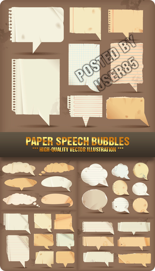 Stock Vector - Paper Speech Bubbles