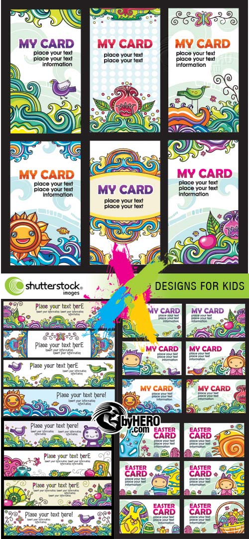 Card Designs for Kids 5xEPS Vector SS