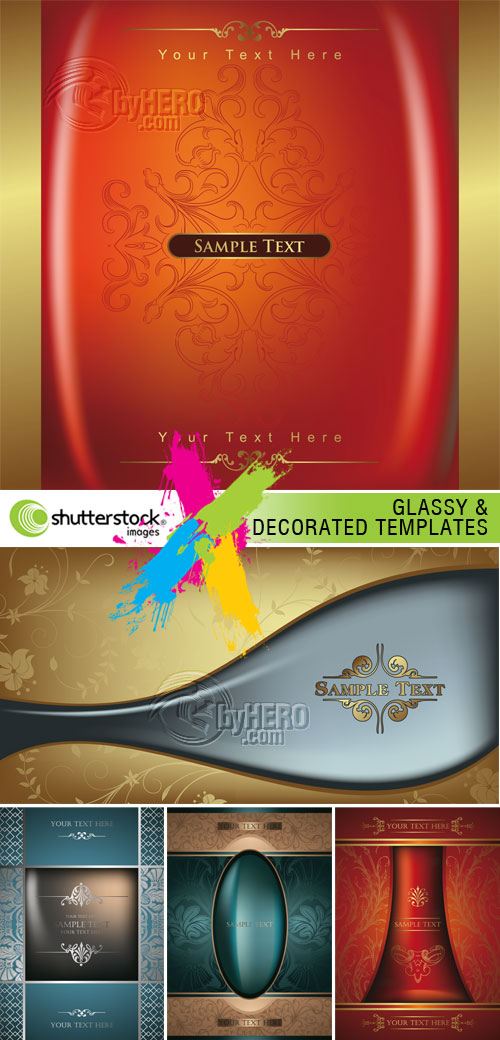 Glassy and Decorative Templates 5xEPS Vector SS