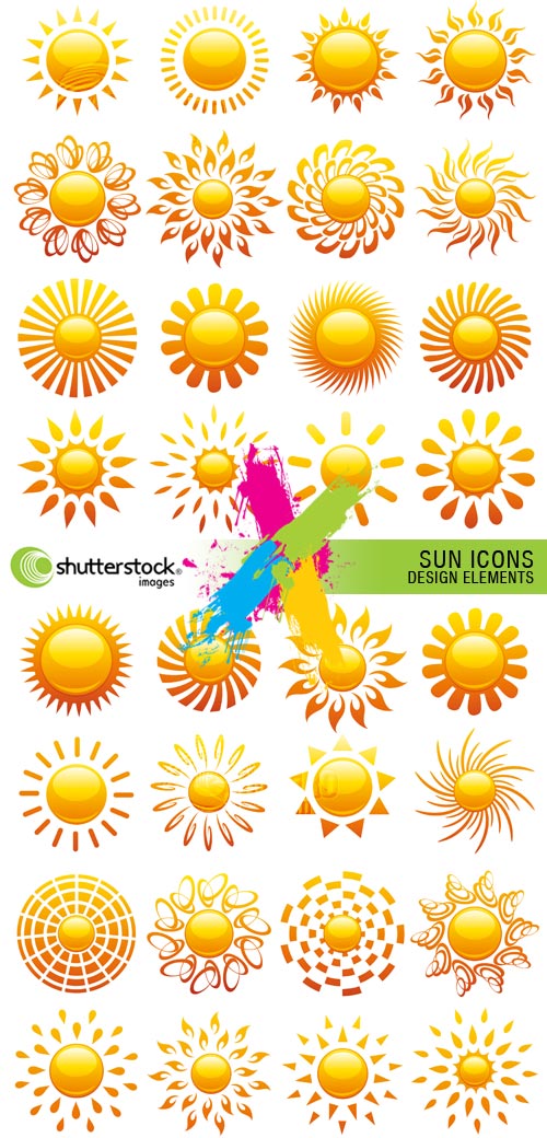 Sun Icons, Design Elements 2xEPS Vector SS