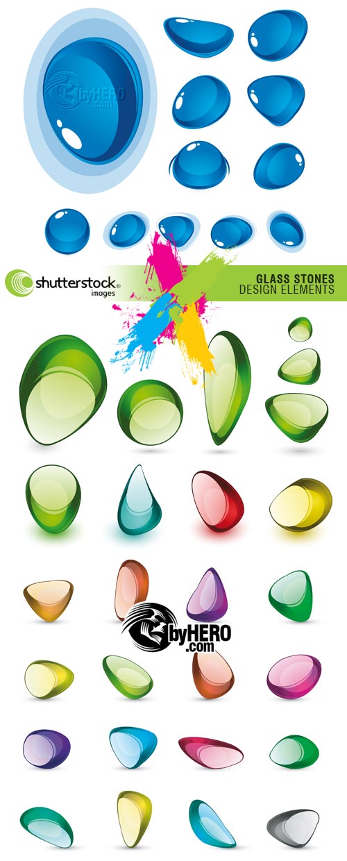 Glass Stones Design Elements 3xEPS Vector SS