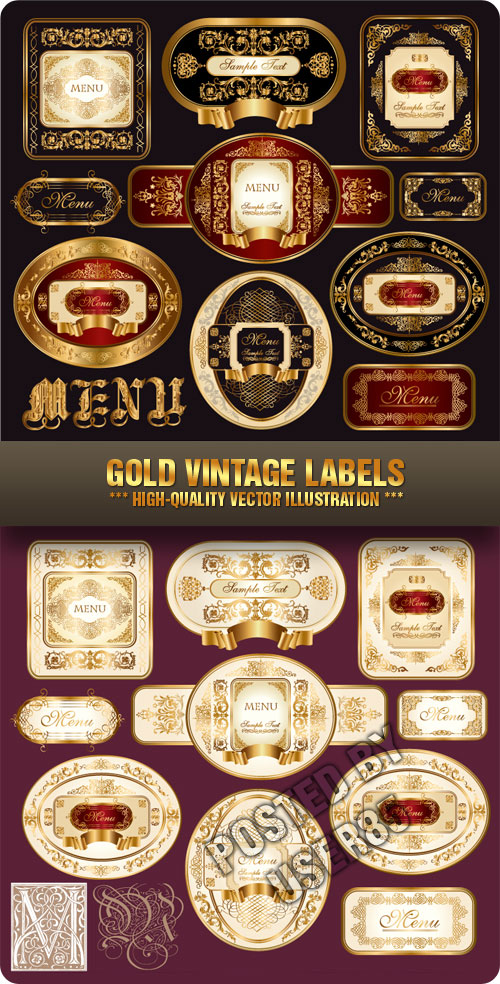 Stock Vector - Gold Vintage Labels