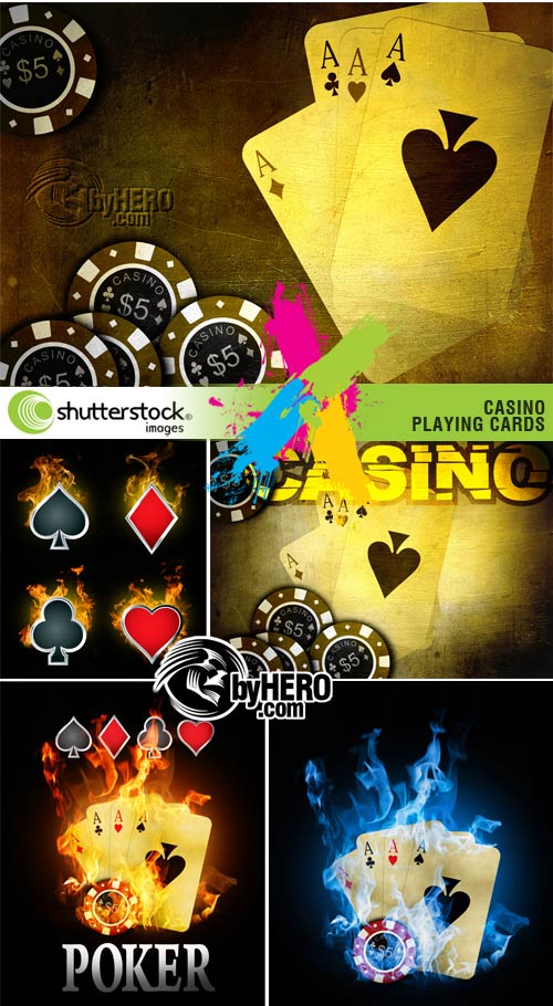 Casino, Playing Cards Backgrounds 5xJPGs Stock Image