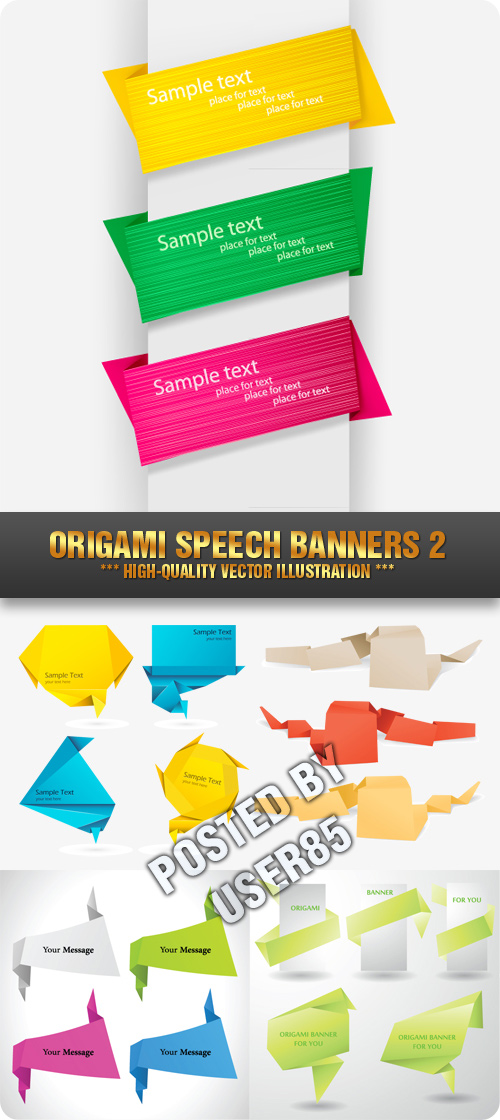 Stock Vector - Origami Speech Banners 2