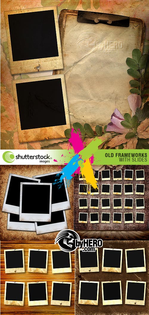 Old Frameworks with Slides , 5xJPGs Stock Image