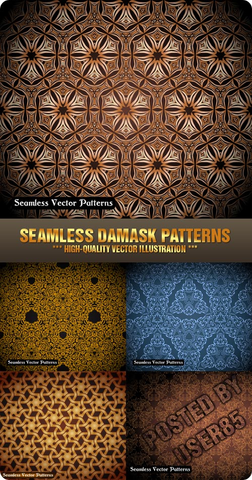 Stock Vector - Seamless Damask Patterns