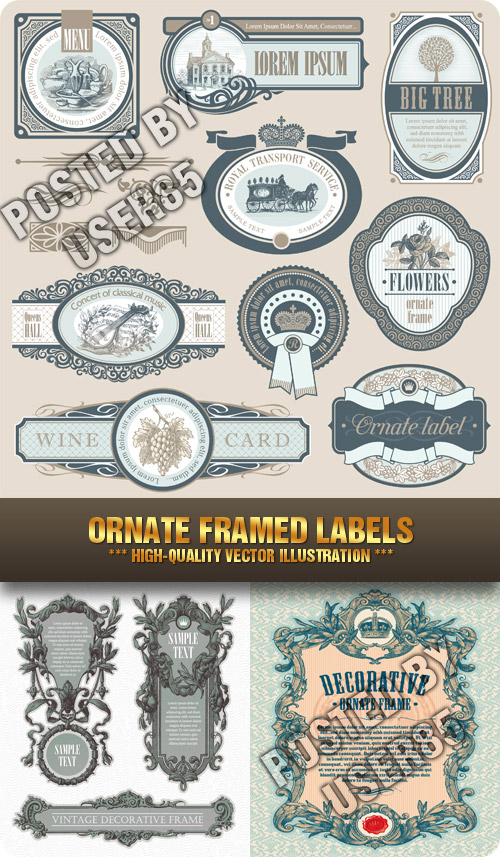 Stock Vector - Ornate Framed Labels