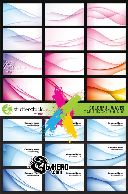 Colorful Waves Card Backgrounds 2xEPS Vector SS