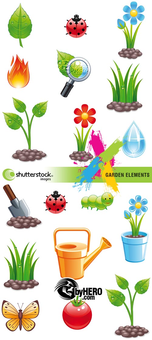 Garden Elements 2xEPS - Shutterstock