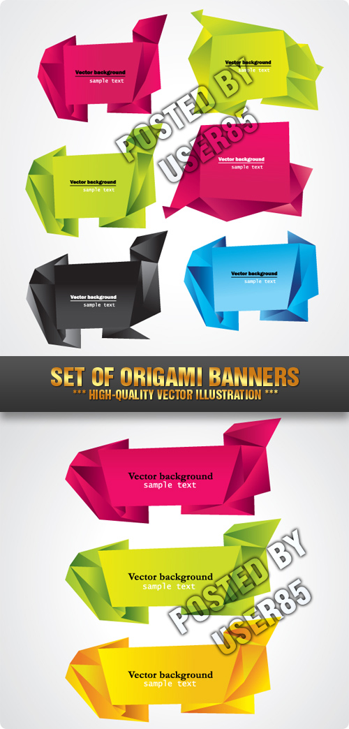 Stock Vector - Set of Origami Banners