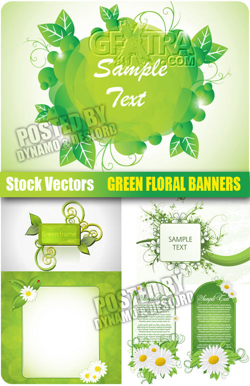 Green floral banners - Stock Vectors