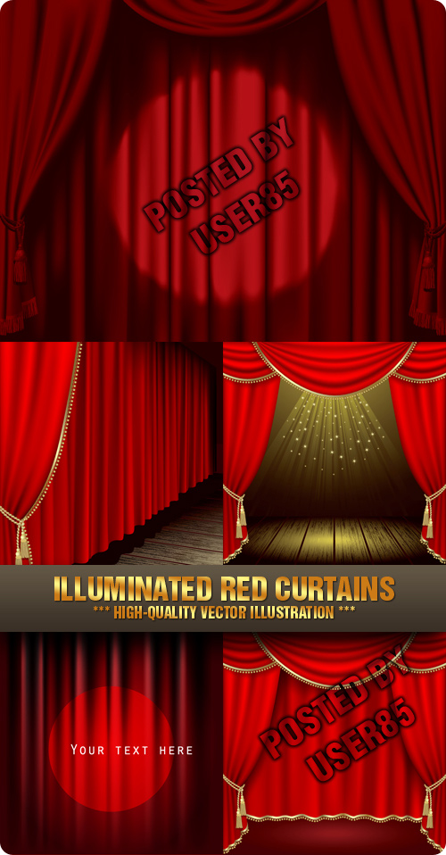 Stock Vector - Illuminated Red Curtains