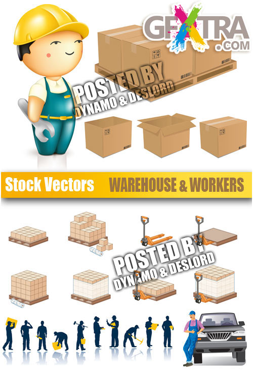 Warehouse & Workers - Stock Vectors