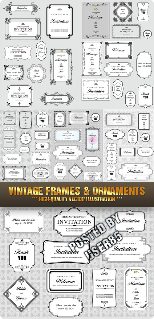 Vintage Frames & Ornaments 5xEPS