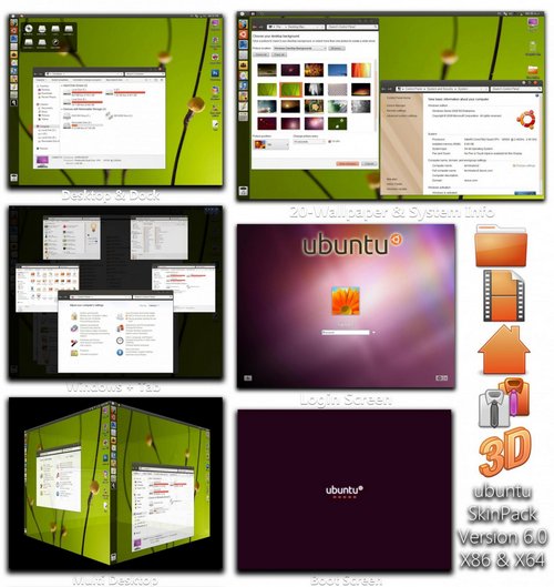 Ubuntu Skin Pack V6.0 for Windows 7 (2011/32bit/64bit)