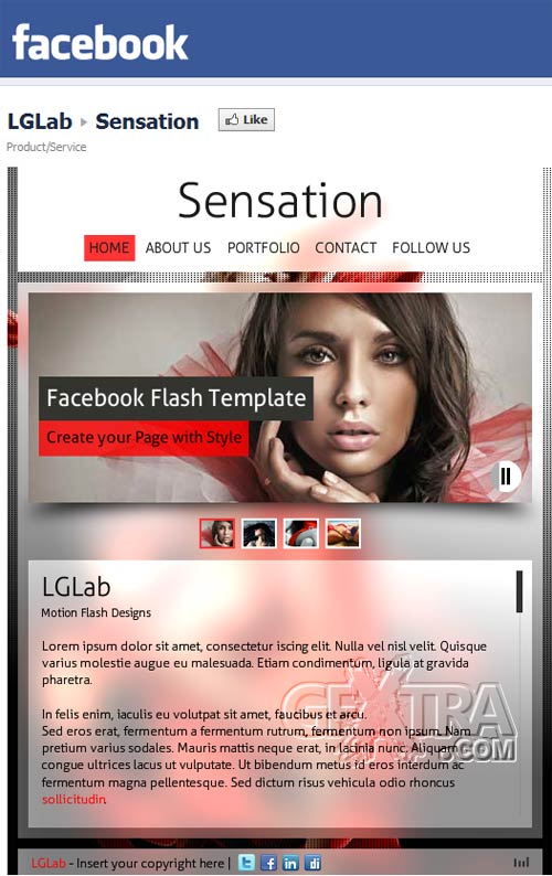 Sensation V.2 - Facebook Fan Page Template (Incl FLA) - ActiveDen -