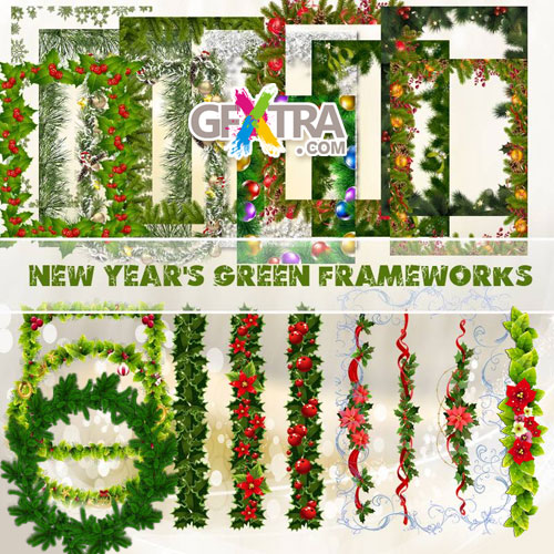 New Year\'s Green Frameworks 12xPNGs