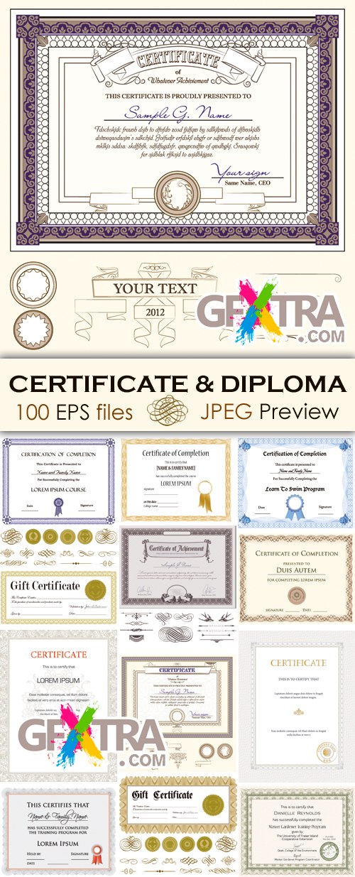 Certificate & Diploma Vector Collection 100xEPS