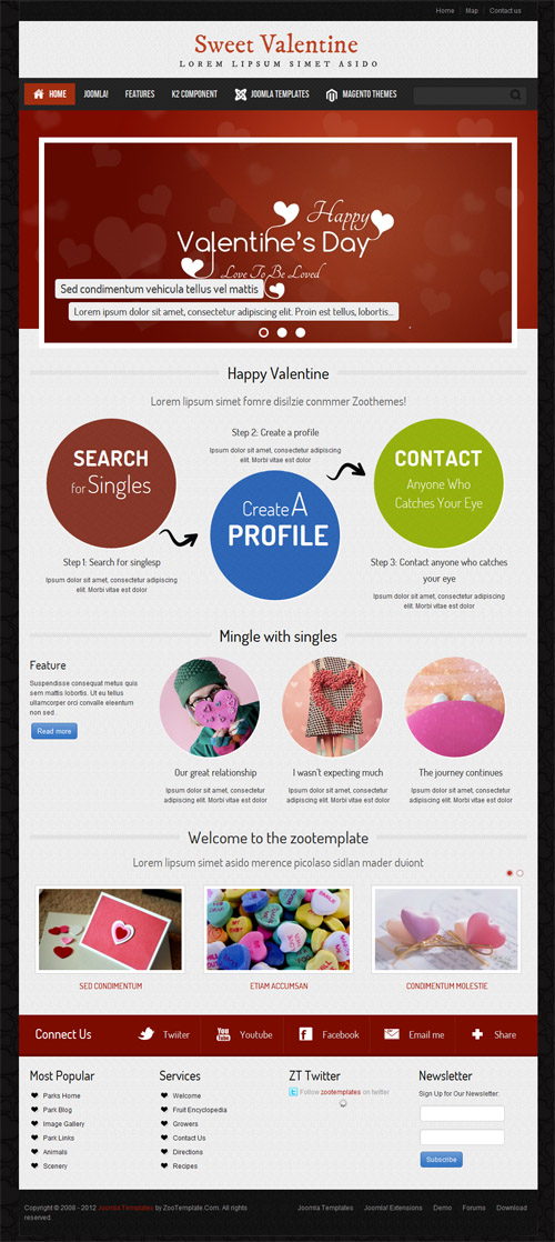 ZooTemplate - Valentine - Joomla Dating Template For J1.7