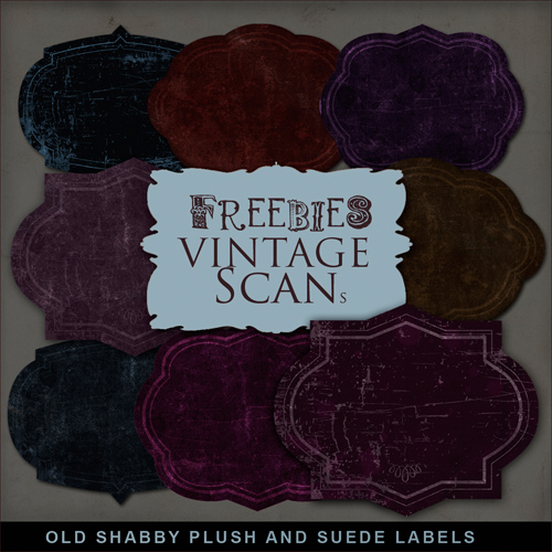 Vintage Scrap-kit 2012 - Old Shabby Plush and Suede Labels (in dark style)