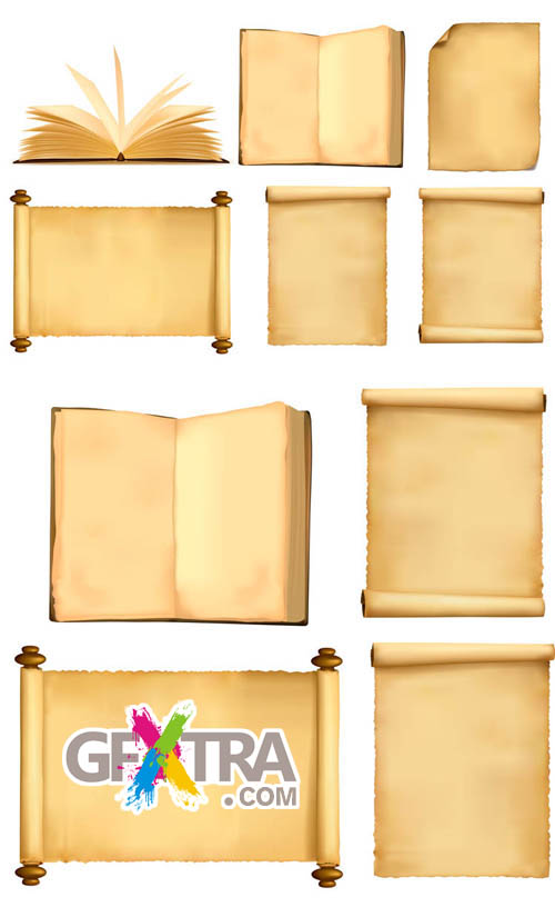 Old Papers and Old Books Vector Set #2