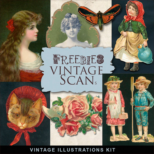Scrap-kit - Vintage Illustrations - Old Creative Images in PNGs