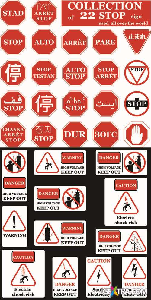 Stop and Danger - Vector Signs Collection