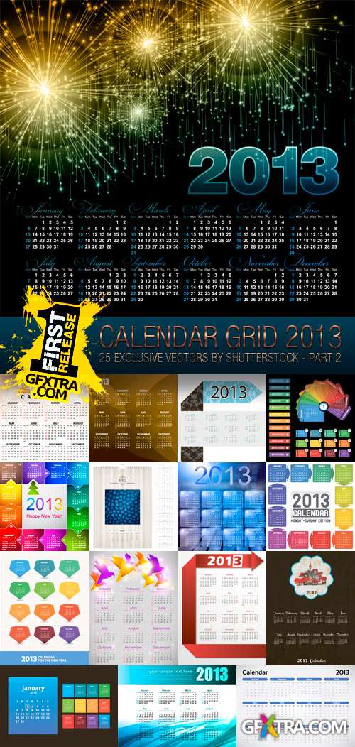 Amazing SS - Calendar Grid 2013 (Part 2), 25xEPS