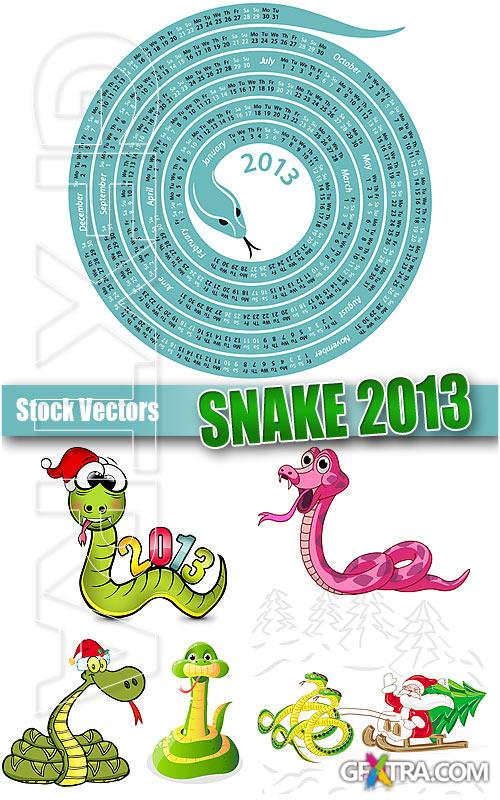 Snake 2013 with calendar - Stock Vectors