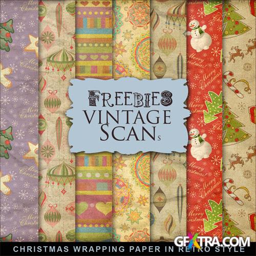Textures - Christmas Wrapping Paper in Retro Style - Creative Backgrounds In Colored Style