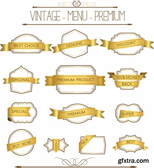 Stock Vector - Vintage premium luxury labels and ribbons vector