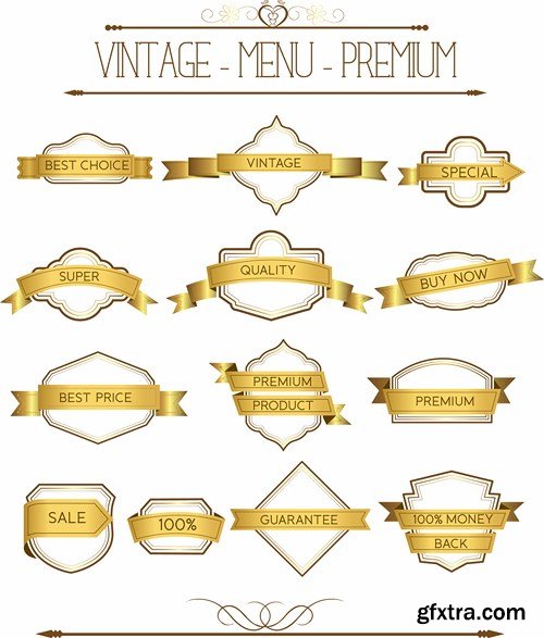 Stock Vector - Vintage premium luxury labels and ribbons vector